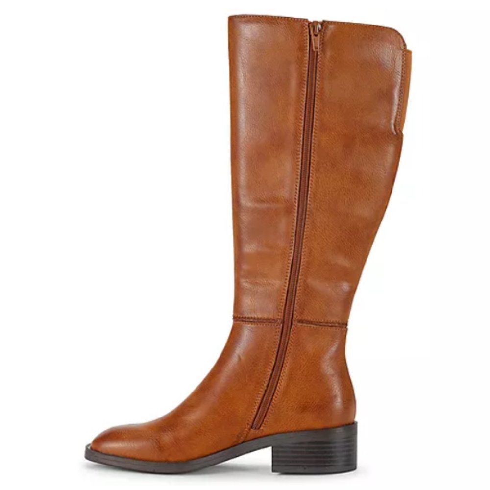 Frye and Co. Women's Lillian Stacked Heel Riding Boots, Various Sizes, Cognac