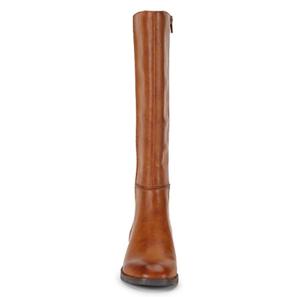 Frye and Co. Women's Lillian Stacked Heel Riding Boots, Various Sizes, Cognac