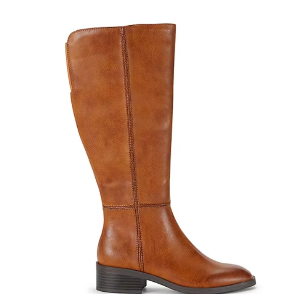 Frye and Co. Women's Lillian Stacked Heel Riding Boots, Various Sizes, Cognac