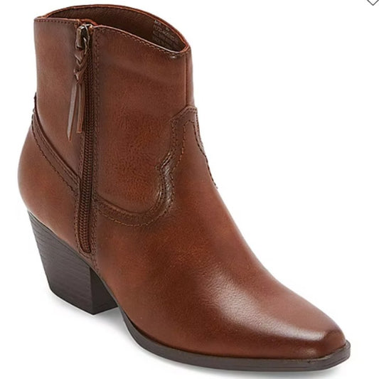 Frye and Co. Women's Savi Stacked Heel Booties, 11, Cognac - New in Box