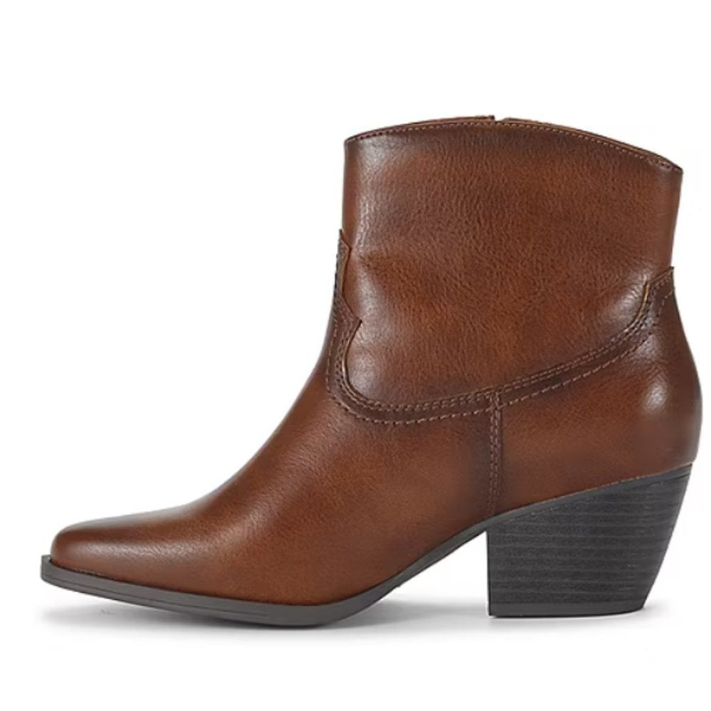 Frye and Co. Women's Savi Stacked Heel Booties, 11, Cognac - New in Box