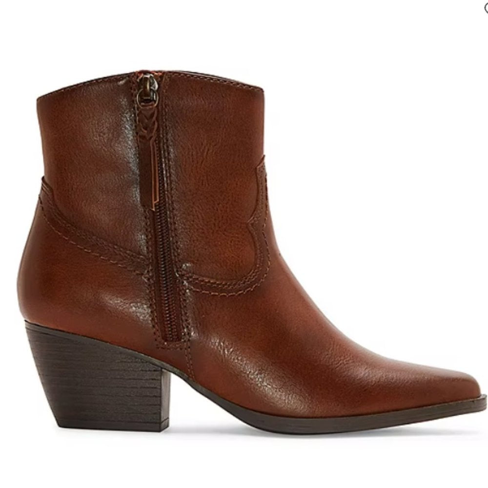 Frye and Co. Women's Savi Stacked Heel Booties, 11, Cognac - New in Box