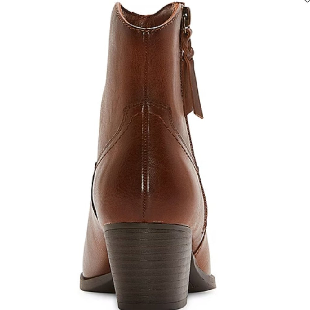 Frye and Co. Women's Savi Stacked Heel Booties, 11, Cognac - New in Box