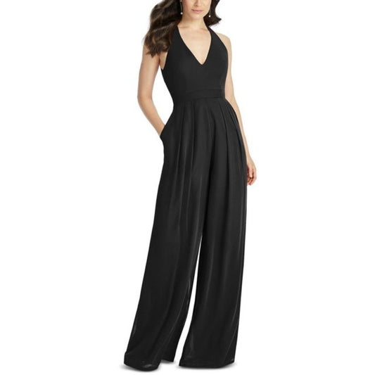 Dessy Collection Women's Black V-Neck Wide-Leg Jumpsuit - 8 - New with Tags