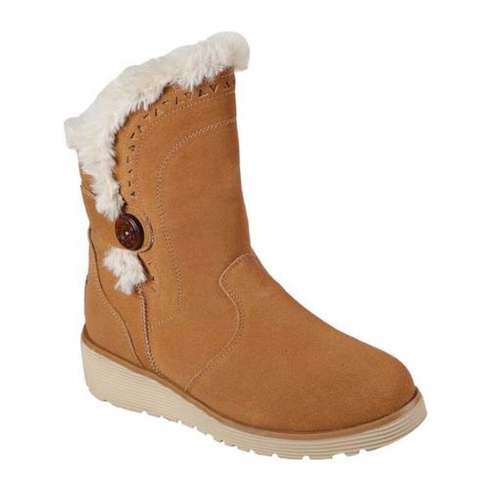 Skechers Women's Winter Keepsakes Wedge Cozy Peak Mid Calf Boot - 11 - Tan