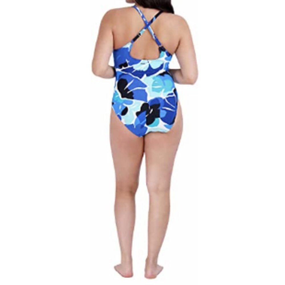 Nautica Women's Cross Back One PC Swim Suit - Large - Blue - NWT