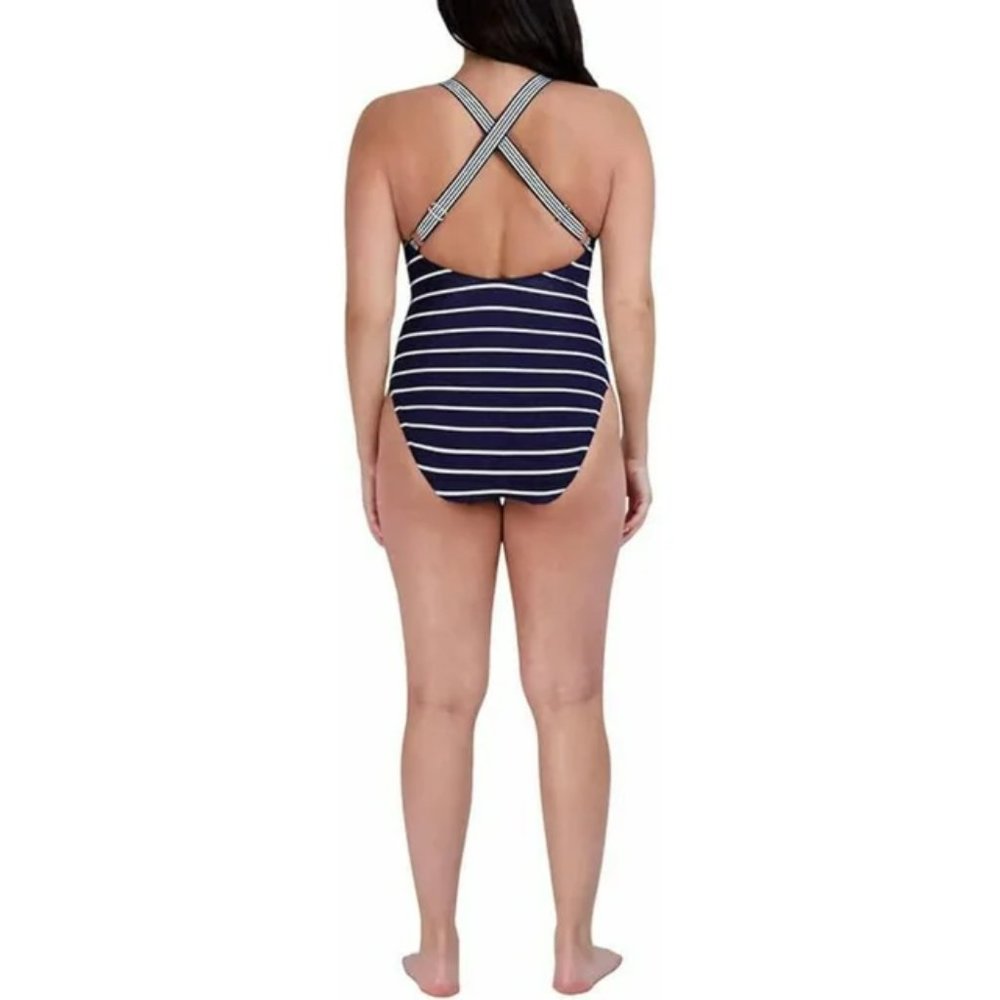 Nautica Women's Cross Back One PC SwimSuit - XL - Dark Blue - NWT