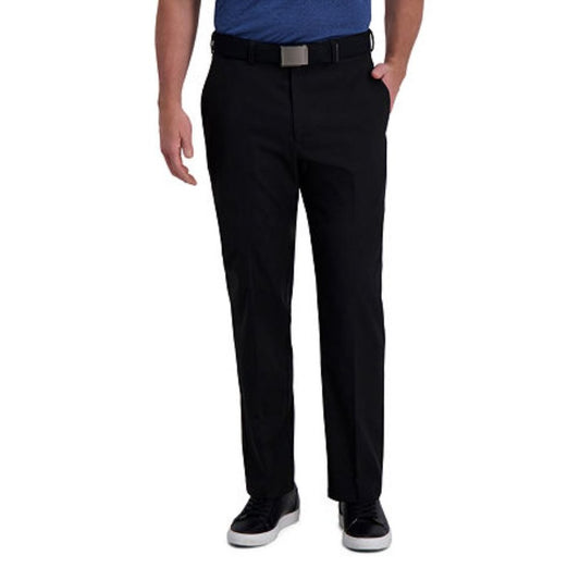 Haggar Men's Cool Right Classic Fit Flat Front Pants - 38 x 32 - Black - NWT