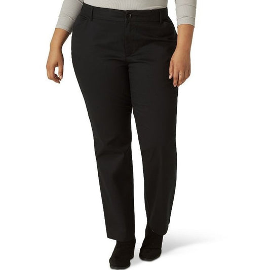 Lee Women's Plus Wrinkle Free Relaxed Fit Straight Leg Pants - 20W - Black - NWT