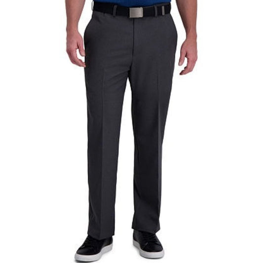 Haggar Men Performance Flex Classic Fit Flat Front Pants - Dark Grey - 42W - NWT