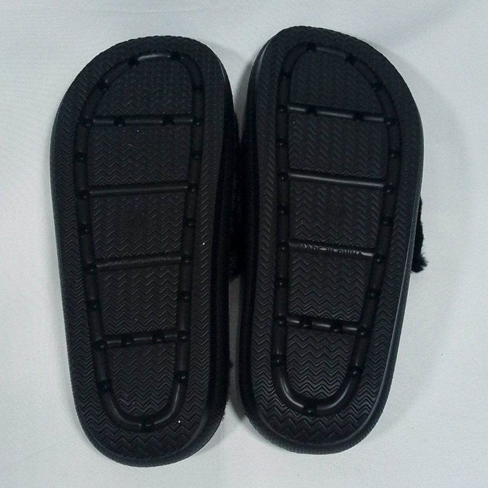 Women's 32 Degrees Plush Cushion Slides - Black - Medium - NIB