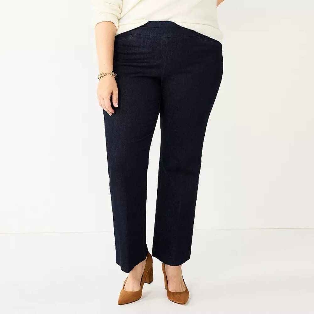 Women's Croft & Barrow Stretch Pull-On Bootcut Pants - Rinse Wash - 26W L - NWT