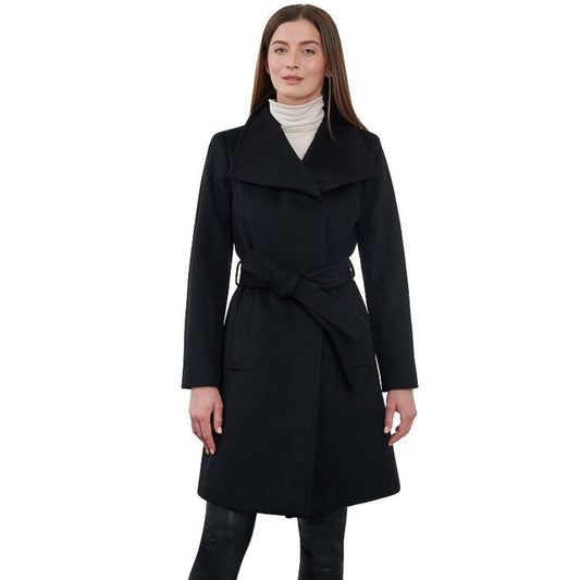 London Fog Women's Wrap Wool Blend Coat - Black - Medium - New without Tags