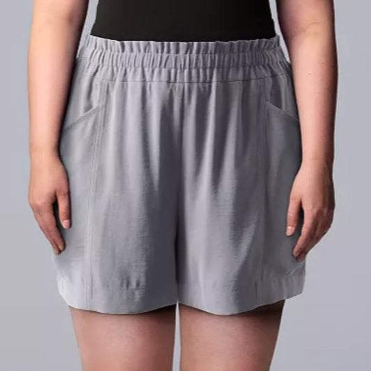 Women's Simply Vera Vera Wang Plus Size High-Waisted Soft Shorts - Grey - 2X-NWT