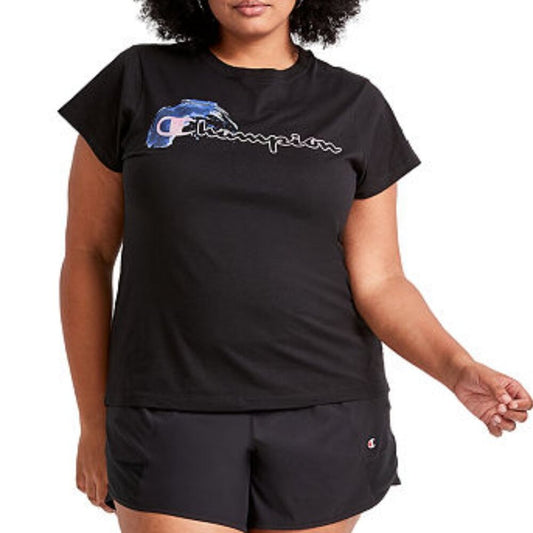 Champion Women's Plus Size Classic Logo Tee - 3X - Black - New with Tags