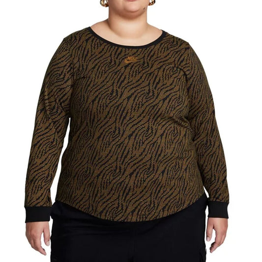 Women's Nike Plus Size Sportswear Essentials LS Top - Black & Gold - 2X - NWT