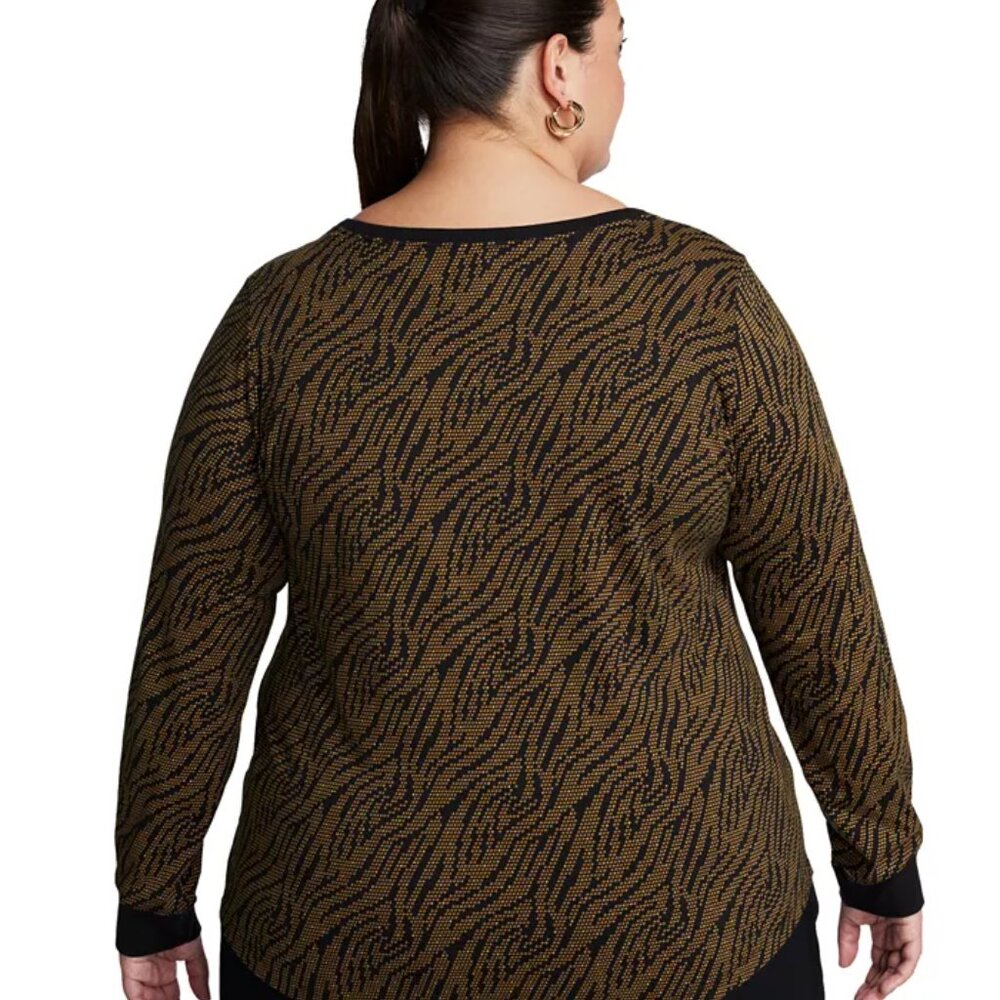 Women's Nike Plus Size Sportswear Essentials LS Top - Black & Gold - 2X - NWT