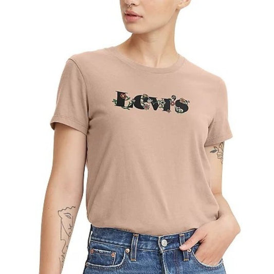 Women's Levi's The Perfect Logo Tee - Flower Chain Peach - Small - NWT