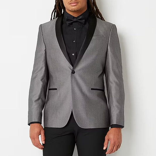 Men's JF J. Ferrar Big & Tall Tux Jacket - Silver Herringbone  - 56R - NWT