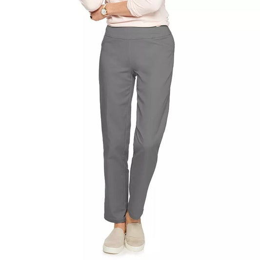 Women's Croft & Barrow Petite Pull-On Straight Leg Pants - Forged Iron - 8 P Reg