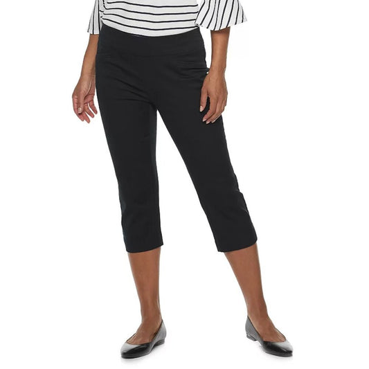 Women's Croft & Barrow Petite Effortless Stretch Capris - Black - 14P Reg - NWT