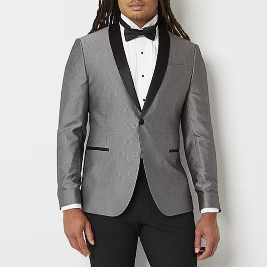 Men's JF J. Ferrar Evening Edition Slim Fit Tux Jacket - Silver Herringbone -44L