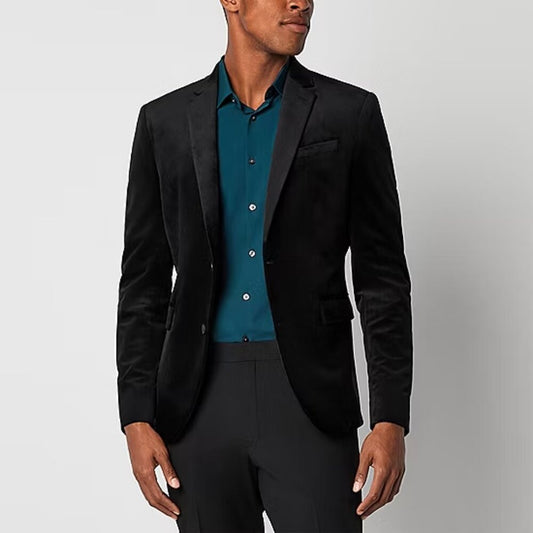 Men's JF J. Ferrar Velvet Slim Fit Sport Coat - Black - 40 Long - NWT