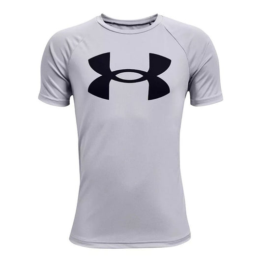 Boy's Under Armour Big Logo Tech Graphic Tee - Mod Gray - Medium - NWT