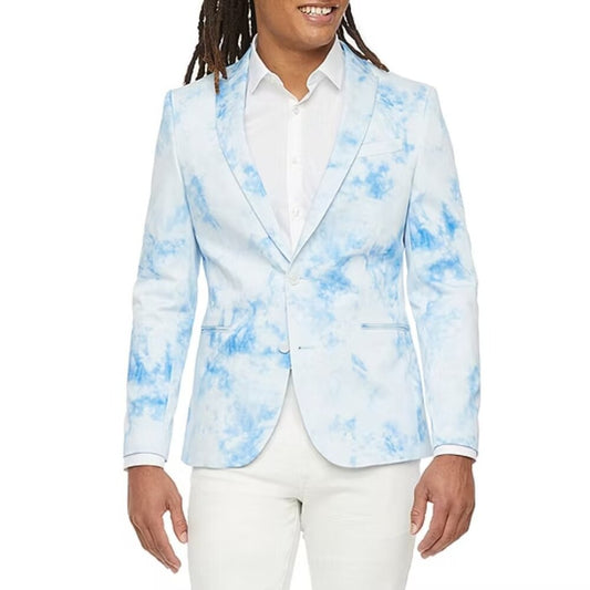 Men's JF J. Ferrar Tie Dye Stretch Slim Fit Sport Coat - Light Blue - 42 Reg.