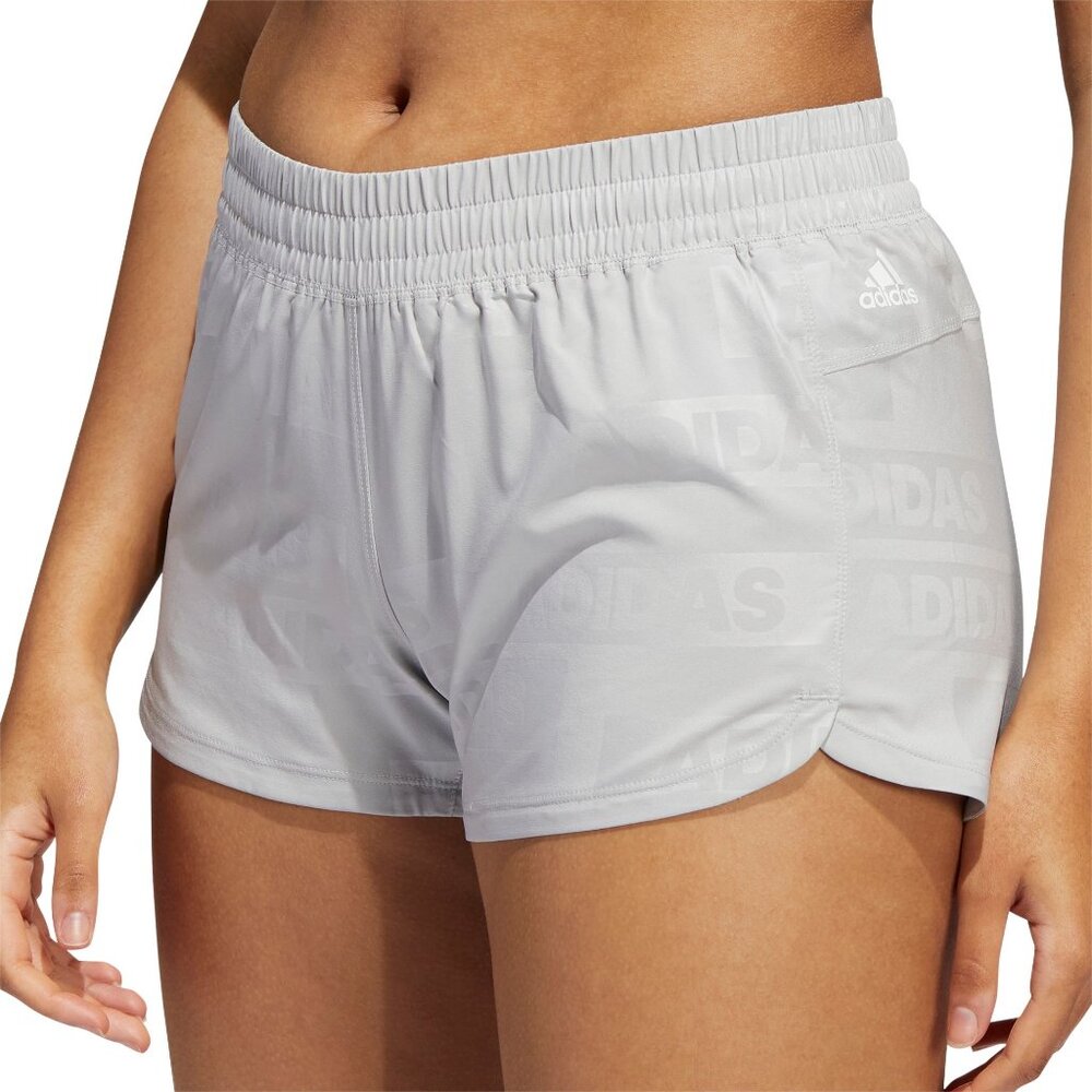 Adidas Women's Pacer Woven Deboss Shorts - Gray - Small - NWT