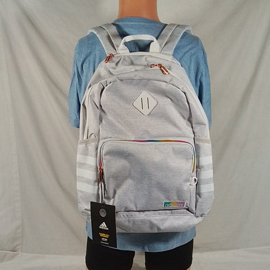 Adidas Classic 3 Stripes Backpack Jersey White / White Rainbow - NWT