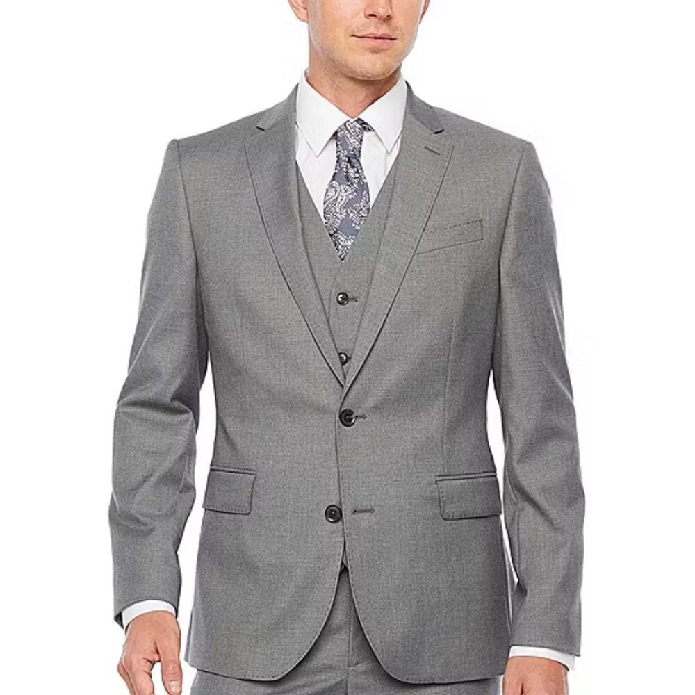 Men's JF J Ferrar Ultra Comfort Stretch Slim Fit Suit Jacket - Med Gray - 36Reg