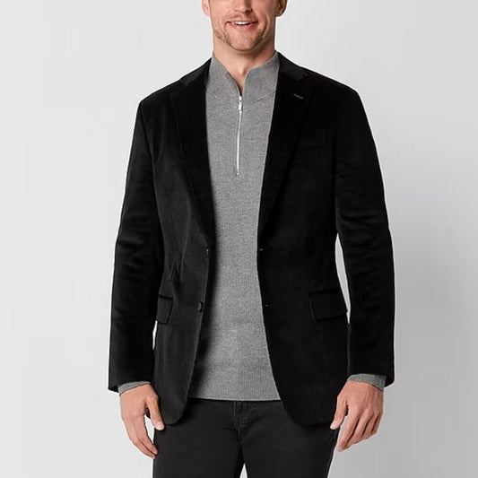 Men's Stafford Big & Tall Corduroy Classic Fit Sport Coat - Black - 52L - NWT