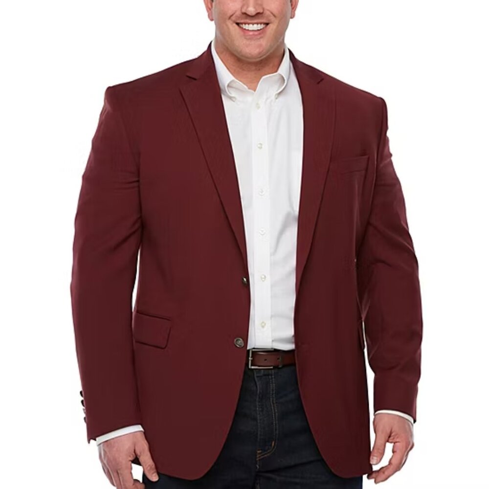 Men's Stafford Big & Tall Hopsack Blazer - Burgundy - Various Sizes - NWT