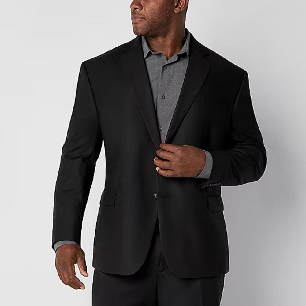 Men's Stafford Big & Tall Signature Wool Suit Jacket  - Black - 56 Big Long -NWT