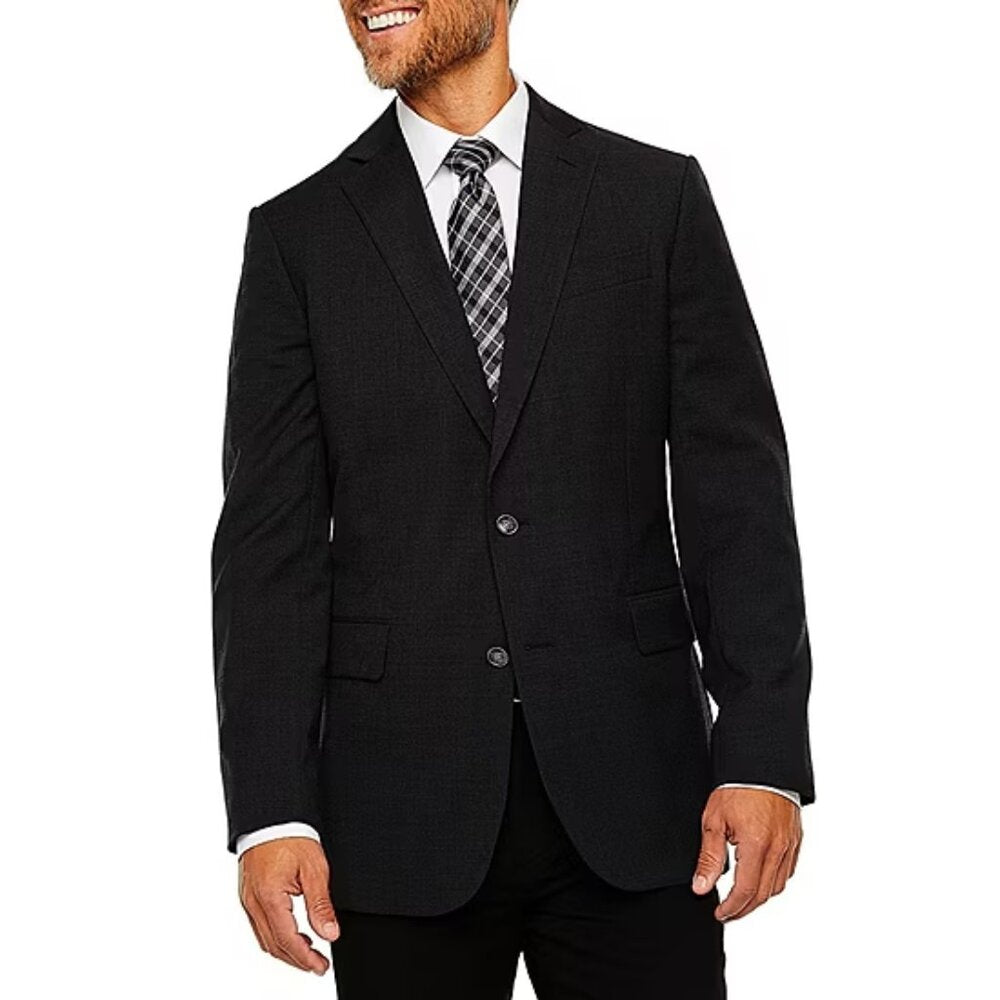 Men's Stafford Big & Tall Hopsack Blazer - Black - 60 Big Reg. - NWOT