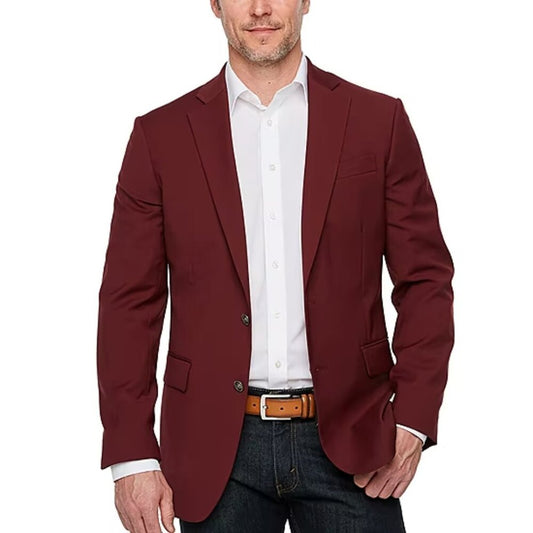 Men's Stafford Hopsack Classic Fit Blazer - Burgundy - 42 Reg - NWOT