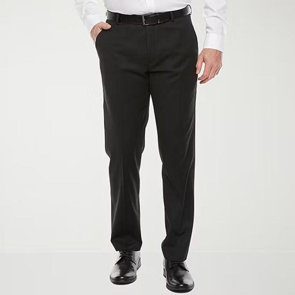 Men's Stafford Coolmax Slim Fit Flat Front Suit Pants - Black - 44x29 - NWT