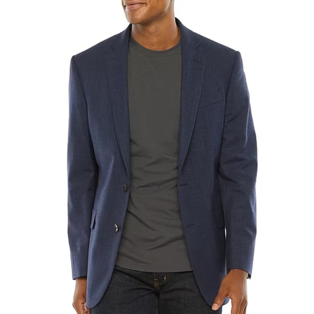 Men's Stafford Coolmax Regular Fit Stretch Fabric Sport Coat - Navy - 42 Reg-NWT