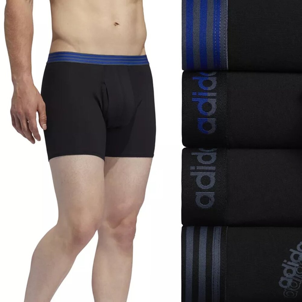 Men's Adidas 4 Pack Athletic Comfort Fit Boxer Briefs - Black  - XXL - NWT