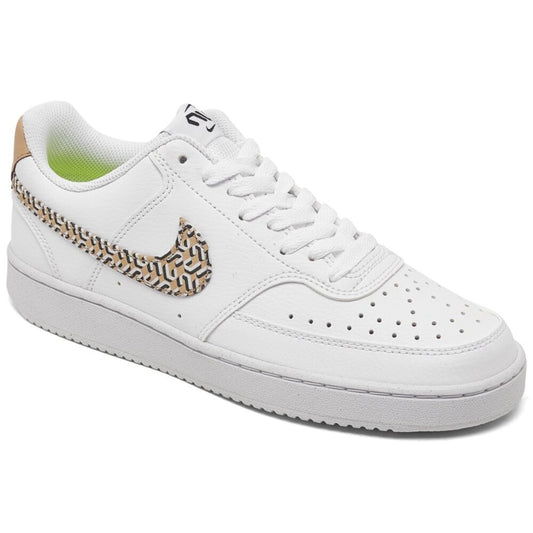 Women's Court Vision Low Top Sneakers -  White/Black/Gold - 9 -