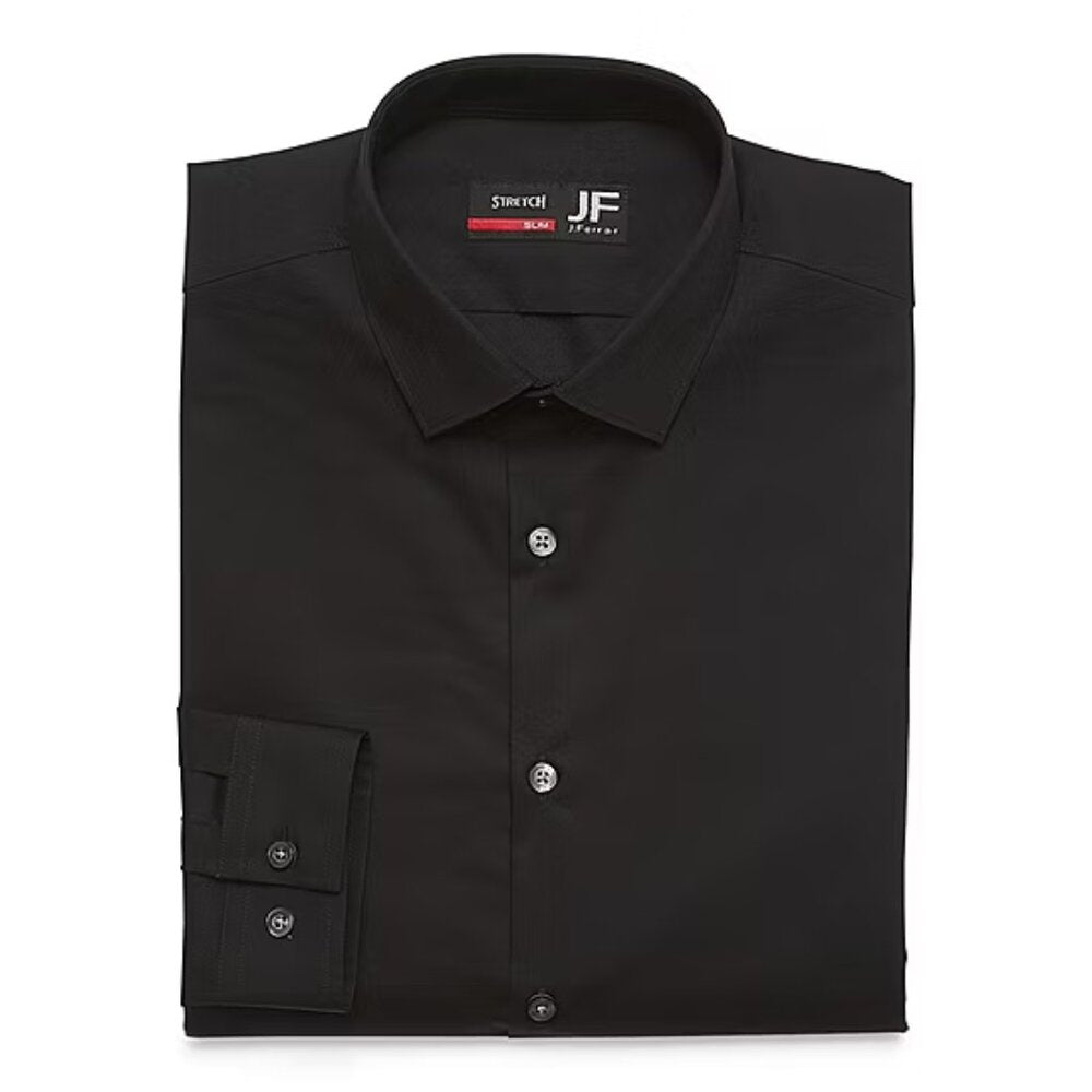 Men's JF J Ferrar Ultra Comfort Slim Fit LS Dress Shirt - Black - 16-16.5 - NWT