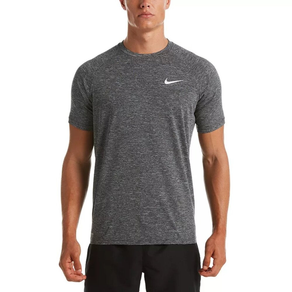 Men's Nike Dri-Fit UPF40+ Heathered Hydroguard Swim Top - Black - XL - NWT