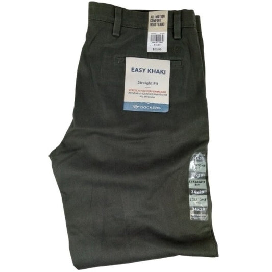 Men's Dockers Easy Khaki Straight Fit Stretch Pants - Olive Grove - 34x29 - NWT