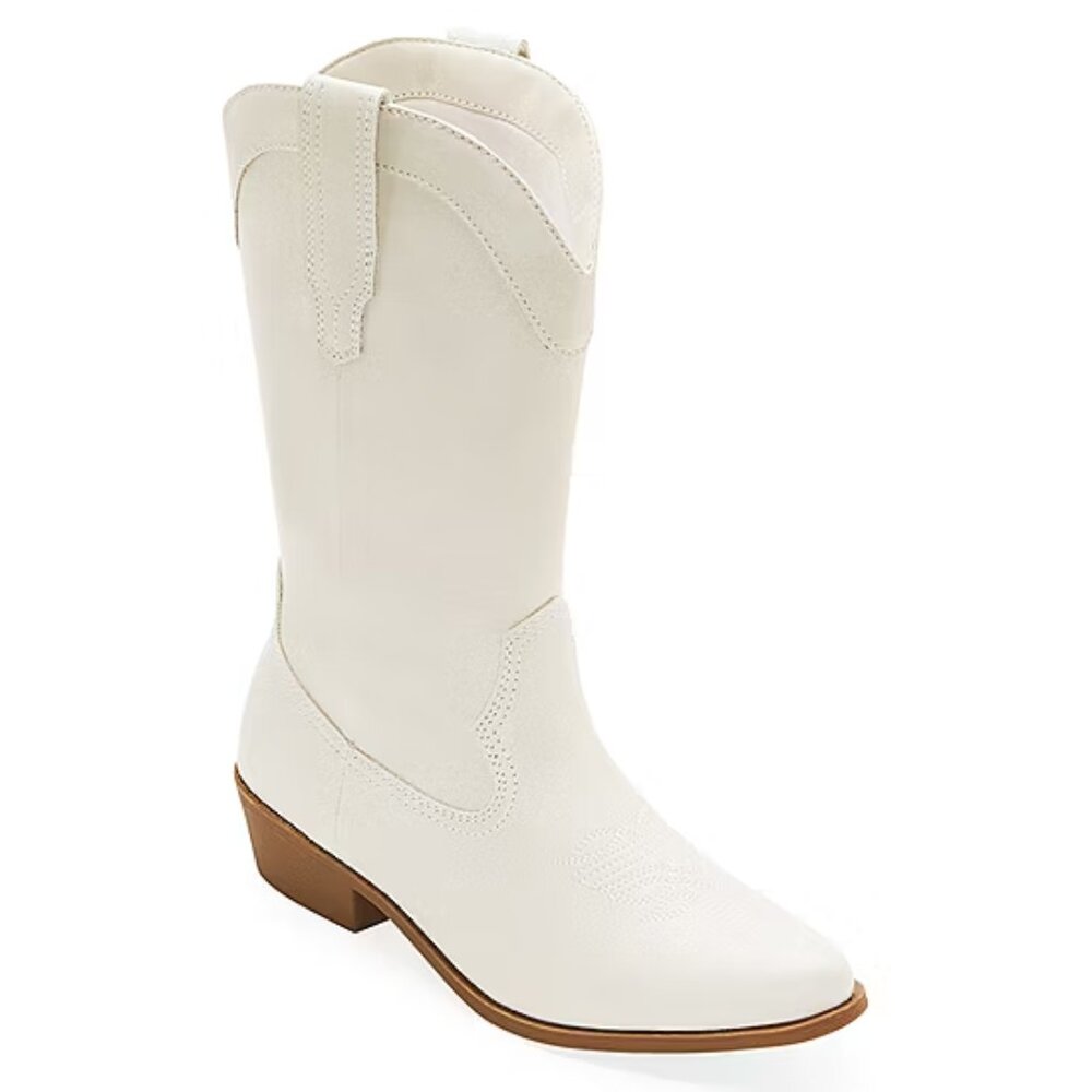 Women's Arizona Maybrook Block Heel Cowboy Boots - Cream - 7 - NIB