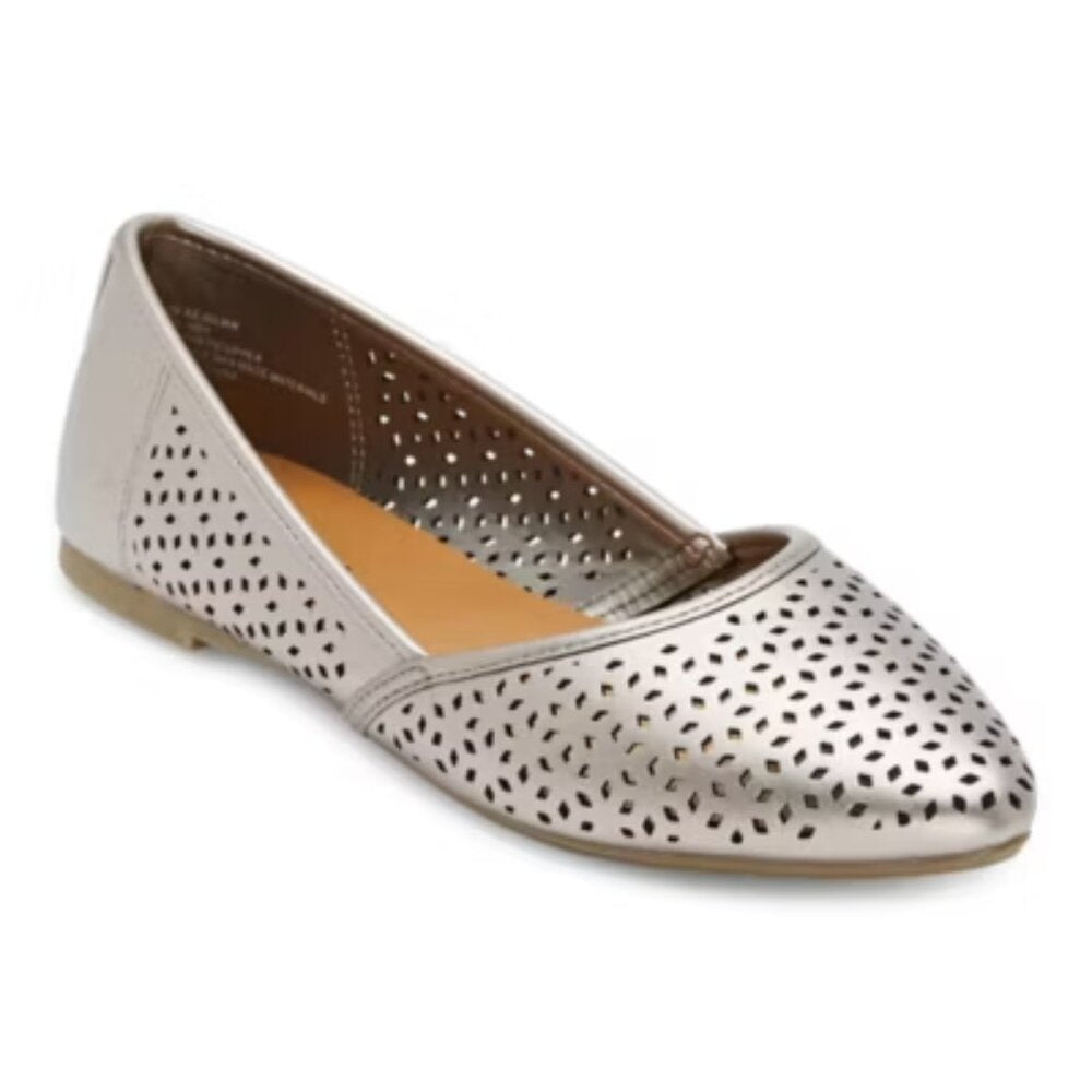 Women's Arizona Jean Co Julian Pointed Toe Ballet Flats - Metallic - 9.5 - NIB