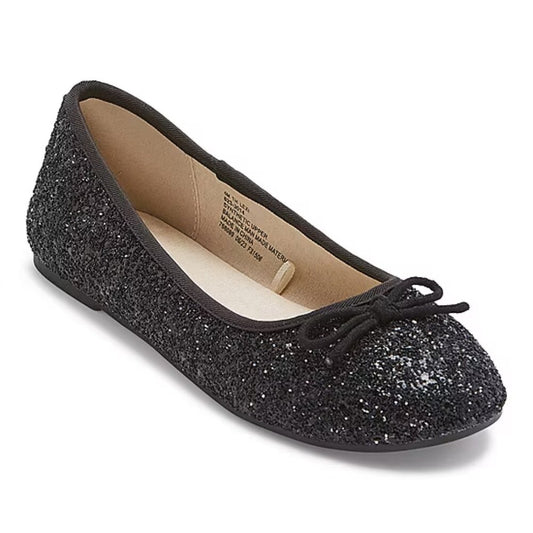 Toddler Girl's Thereabouts Lexi Ballet Flats - Black Glitter - 11 - NIB