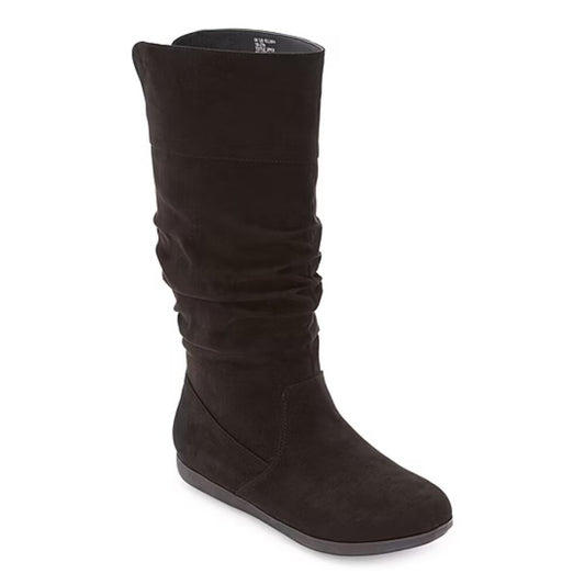 Women's St John's Bay Kellman Flat Heel Slouch Boots - Black - 8 - NWT