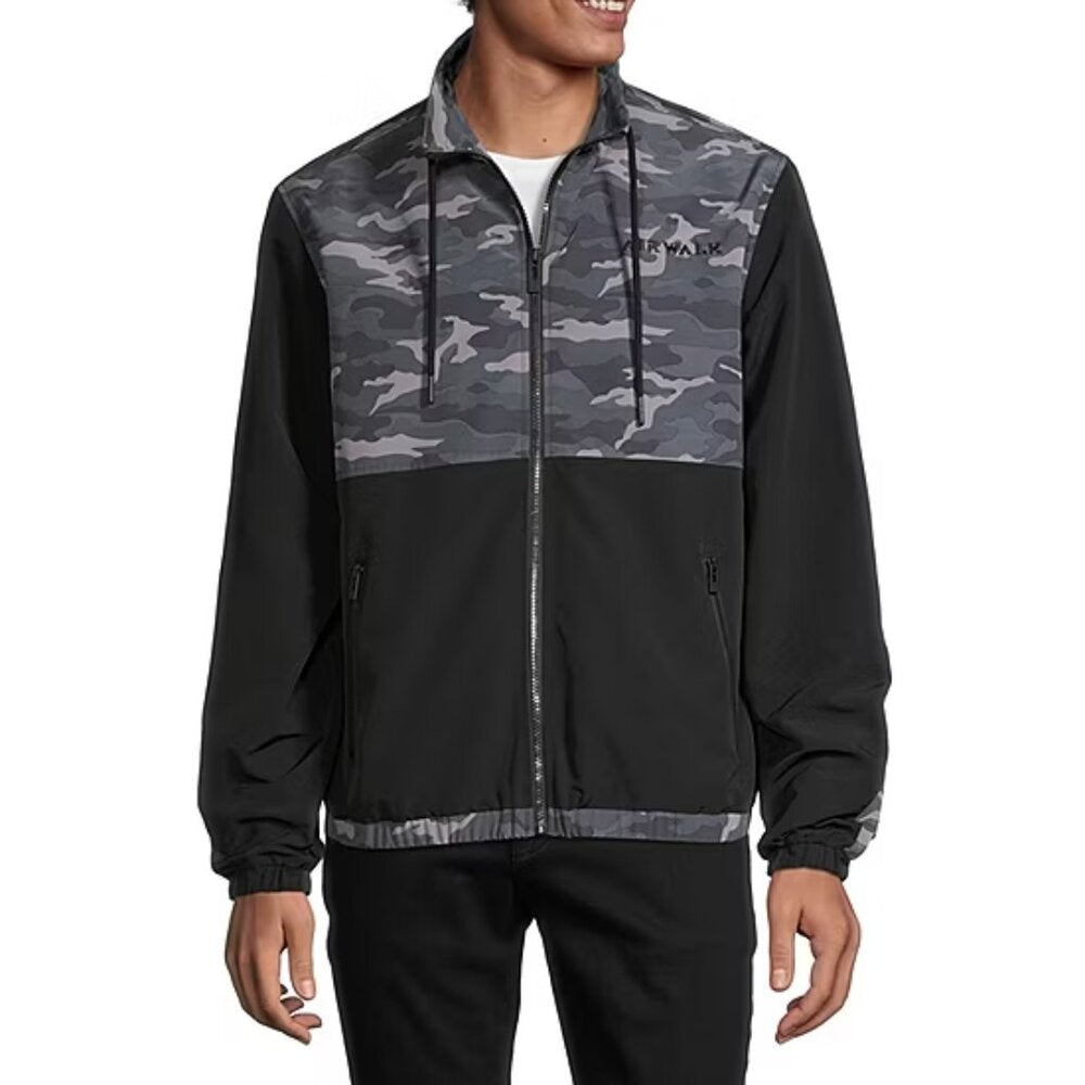 Men's Airwalk Lightweight Windbreaker - Grey Camo Black - Var Sizes - NWT