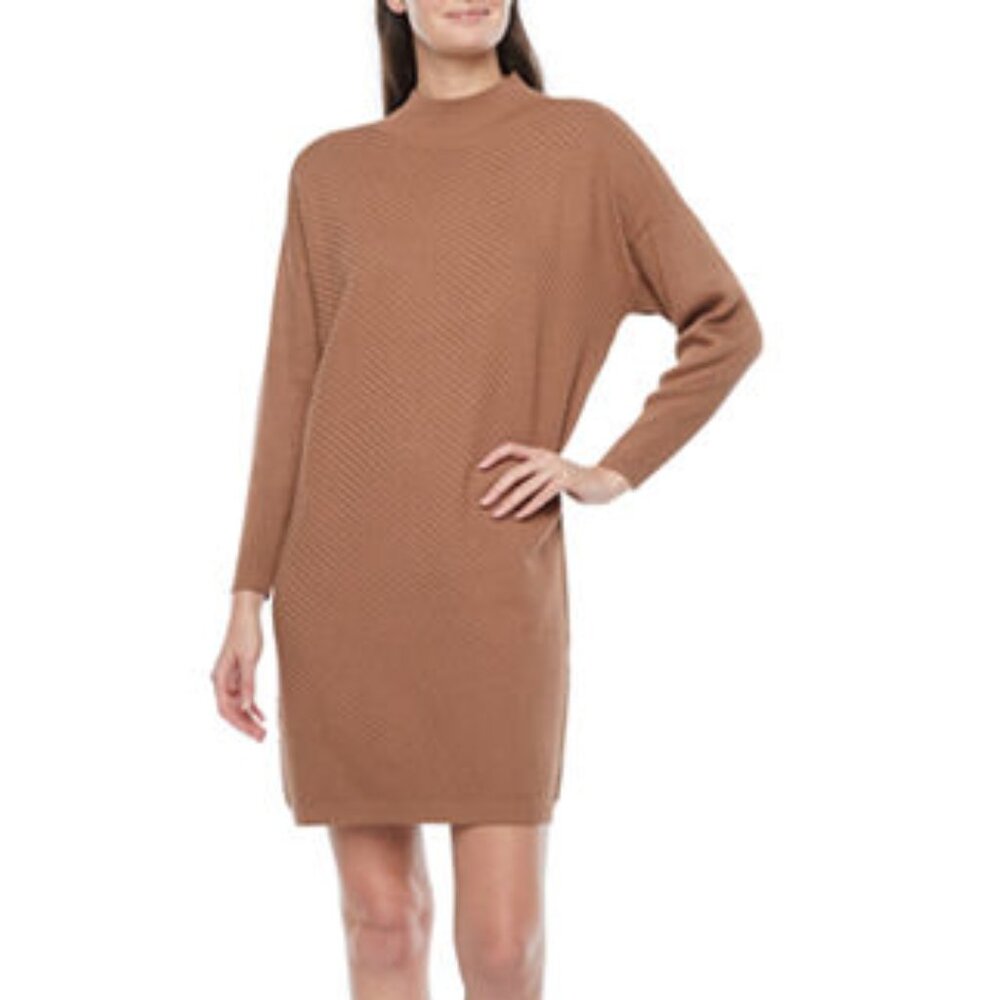 Women's Melonie T Long Sleeve Sweater Dress - Brown Spice - X-Small - NWT